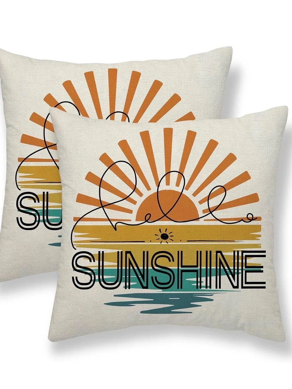 New! (4 pillow covers) Summer Hello Sunshine 2-18x18, 2-16x16